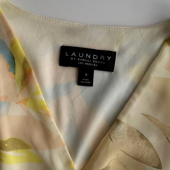 Laundry by Shelli Segal Floral Sheer Overlay Pastel Puff Sleeve Maxi Dress 6 - Picture 4 of 10